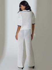 South Beach Crochet Knit Cuff DetailWide Leg Trousers - Image 5 of 5