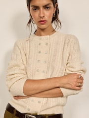 BHOEM Ecru Pointelle Cable-Knit Cardigan - Image 2 of 6