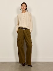 BHOEM Ecru Pointelle Cable-Knit Cardigan - Image 3 of 6
