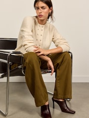 BHOEM Ecru Pointelle Cable-Knit Cardigan - Image 4 of 6
