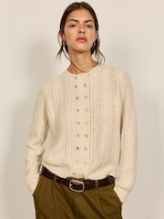 BHOEM Ecru Pointelle Cable-Knit Cardigan - Image 5 of 6