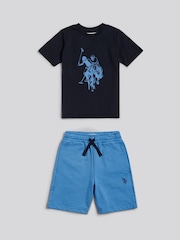 U.S. Polo Assn Navy Blue Graphic T-Shirt And Shorts Set - Image 1 of 4