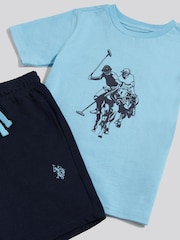 U.S. Polo Assn Sky Blue Graphic T-Shirt And Shorts Set - Image 3 of 3