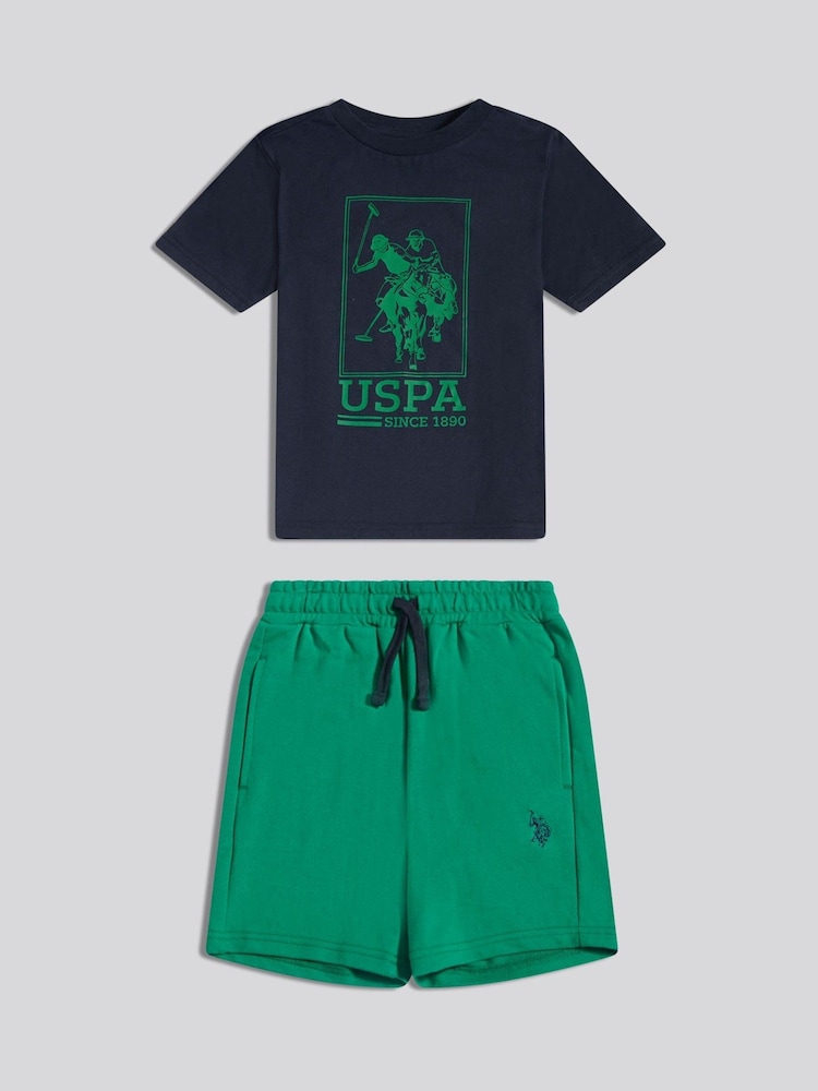 U.S. Polo Assn Blue Graphic T-Shirt And Short Set - Image 1 of 4