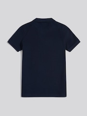 U.S. Polo Assn Blue Mini Vertical Texture Jersey Knit Open Collar Polo Shirt - Image 7 of 8