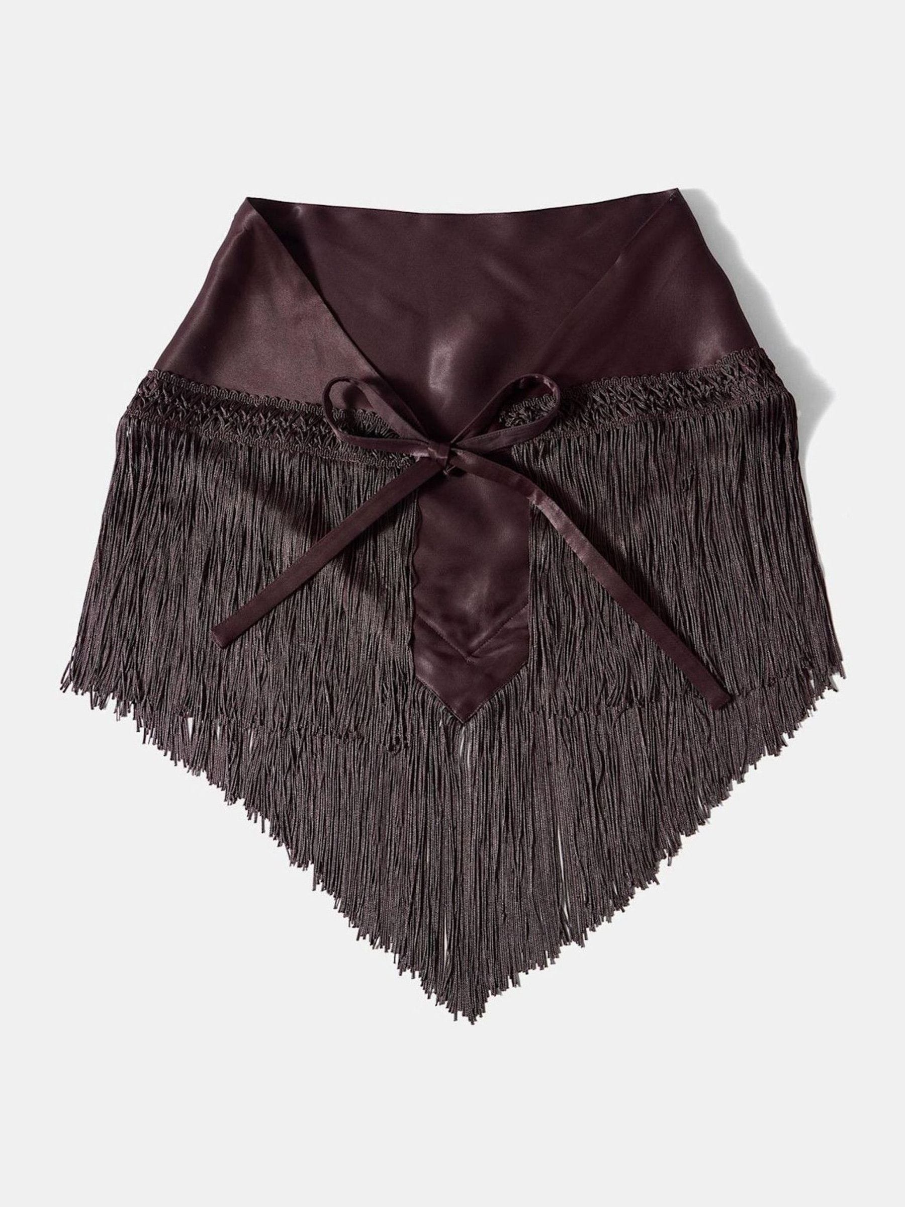 Buy Mint Velvet Brown Satin Fringe Waist Scarf from Next USA