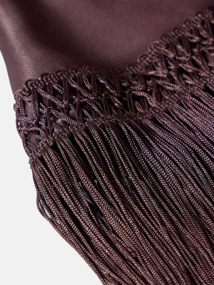 Mint Velvet Brown Satin Fringe Waist Scarf - Image 5 of 5 Mint Velvet Brown Satin Fringe Waist Scarf - Image 5 of 5