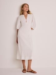 Mint Velvet White Linen Midi Dress - Image 2 of 7