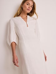 Mint Velvet White Linen Midi Dress - Image 3 of 7
