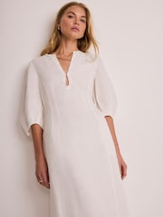 Mint Velvet White Linen Midi Dress - Image 5 of 7
