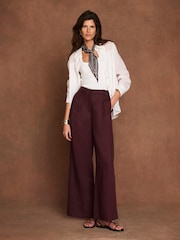 Mint Velvet Red Linen Blend Wide Leg Trousers - Image 5 of 8