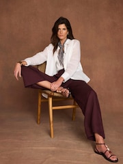 Mint Velvet Red Linen Blend Wide Leg Trousers - Image 6 of 8