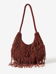 Mint Velvet Brown Cleo Beaded Shoulder Bag - Image 1 of 4