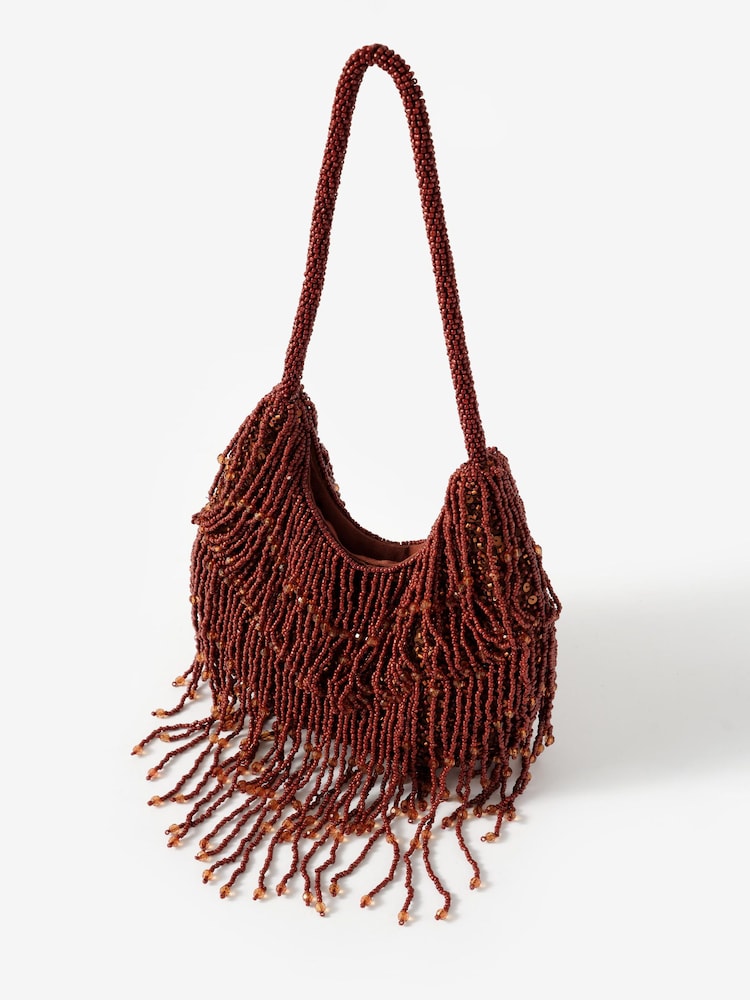 Mint Velvet Brown Cleo Beaded Shoulder Bag - Image 2 of 4