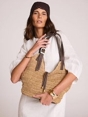 Mint Velvet Natural Esme Woven Bucket Bag - Image 1 of 5