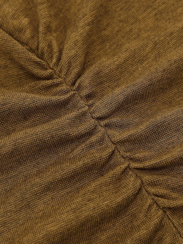 Reiss Ochre Green Dotty Lyocell-Wool Ruched Crew-Neck T-Shirt - Image 6 of 6