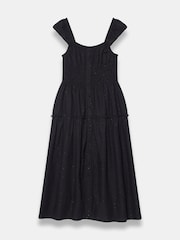 Mint Velvet Black Cotton Blend Textured Midi Dress - Image 7 of 8