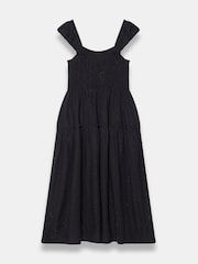 Mint Velvet Black Cotton Blend Textured Midi Dress - Image 8 of 8