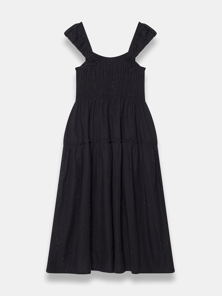 Mint Velvet Black Cotton Blend Textured Midi Dress - Image 8 of 8