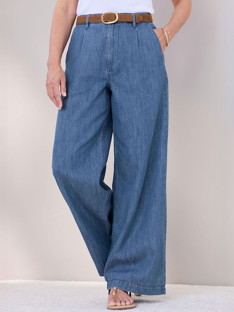 Cotton Traders Blue Wide Leg Jeans - Image 1 of 3