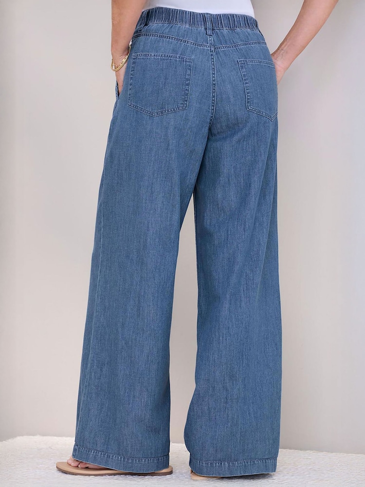 Cotton Traders Blue Wide Leg Jeans - Image 2 of 3