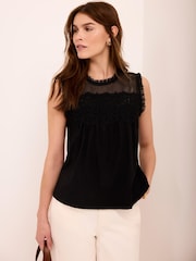 Mint Velvet Topp med applikasjon i bomullsblanding og blonder - Bilde 2 av 6