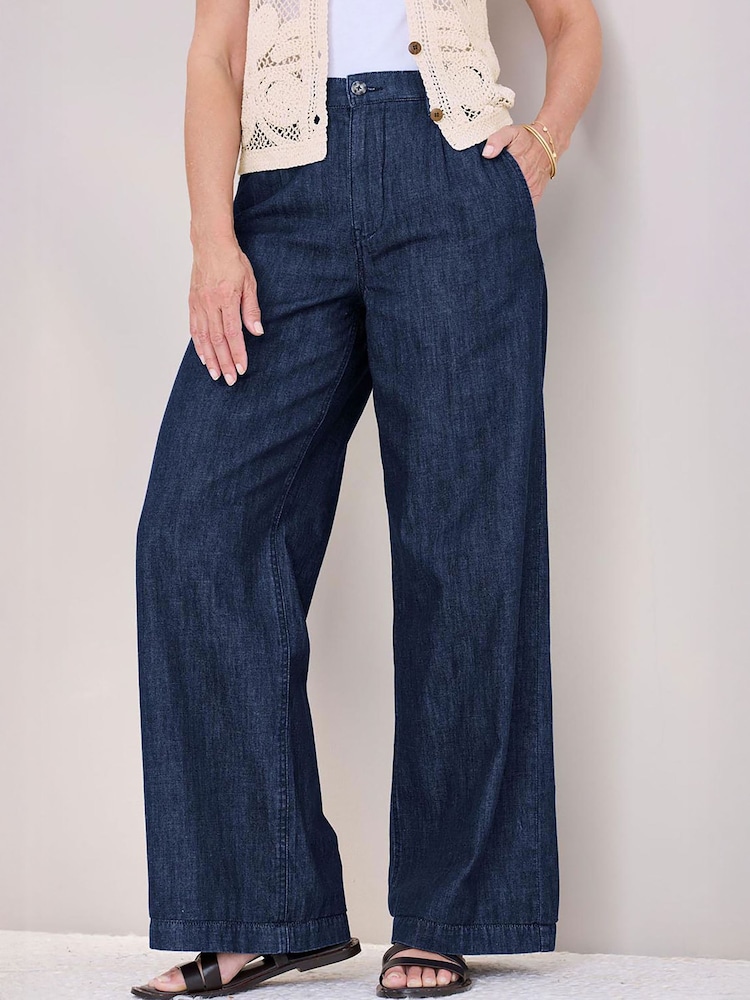Cotton Traders Blue Wide Leg Jeans - Image 1 of 4