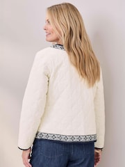 Cotton Traders Cream Embroidered Quilted Jacket - Image 2 of 4