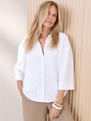 Cotton Traders White Linen Blend Shirt - Image 1 of 3