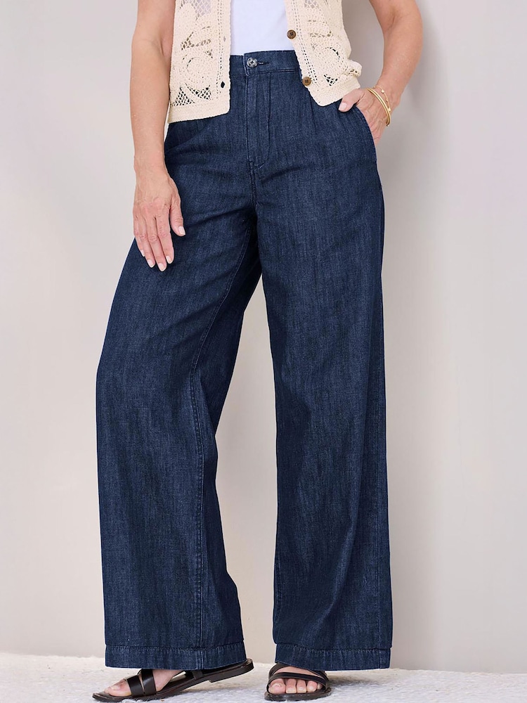Cotton Traders Blue Wide Leg Jeans - Image 1 of 4