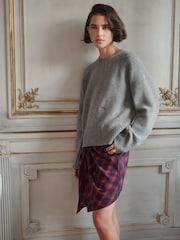 BHOEM Grey Crew Neck Wool Blend Jumper With Embroidery Detail - Image 5 of 6