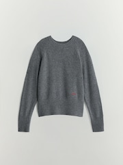 BHOEM Grey Crew Neck Wool Blend Jumper With Embroidery Detail - Image 6 of 6