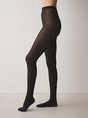 Black/Silver Thermal Sparkle Effect Tights 1 Pack - Image 1 of 3
