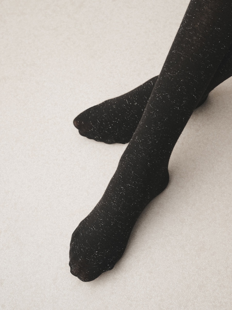 Black/Silver Thermal Sparkle Effect Tights 1 Pack - Image 3 of 3