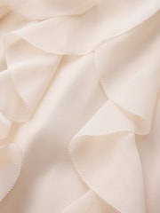 Cream - CERENE Organza Ruffle Straight Midi Skirt - Imaginea 6 din 12