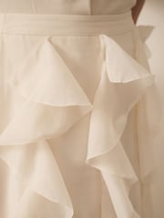 Cream - CERENE Organza Ruffle Straight Midi Skirt - Imaginea 8 din 12