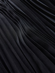 CERENE Becca Black Elegance Horse Print Pleated Mesh Trim Midi Skirt - Image 8 of 11