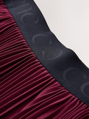 CERENE Becca Burgundy Red Pleated Mesh Trim Midi Skirt - Image 6 of 9