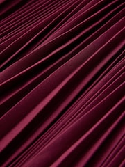 CERENE Becca Burgundy Red Pleated Mesh Trim Midi Skirt - Image 8 of 9
