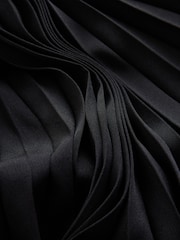 Zwart - CERENE Pleated Mesh Trim Midi Skirt - Afbeelding 10 van 11
