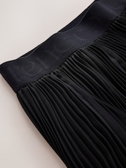 Zwart - CERENE Pleated Mesh Trim Midi Skirt - Afbeelding 7 van 11