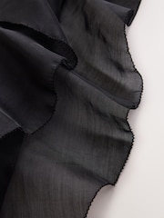 CERENE Frances Black Organza Ruffle Straight Midi Skirt - Image 9 of 12