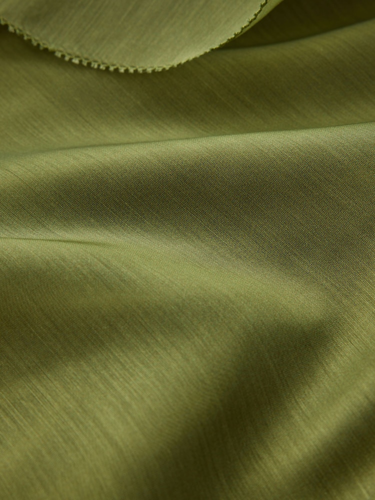 Verde - CERENE Organza Ruffle Straight Midi Skirt - Imaginea 10 din 10