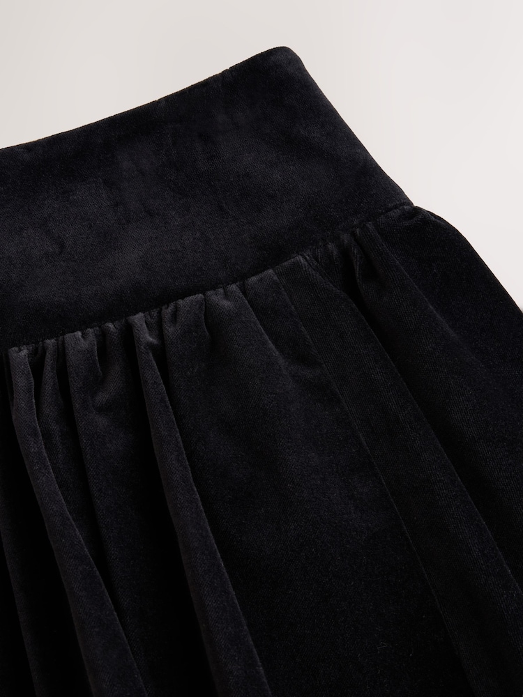 CERENE Daisy Black Velvet Bubble Mini Skirt - Image 2 of 6