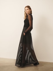 CERENE Black Structured Mesh Maxi Skirt - Image 4 of 11