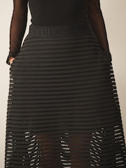 CERENE Black Structured Mesh Maxi Skirt - Image 5 of 11