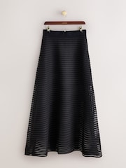 CERENE Black Structured Mesh Maxi Skirt - Image 6 of 11
