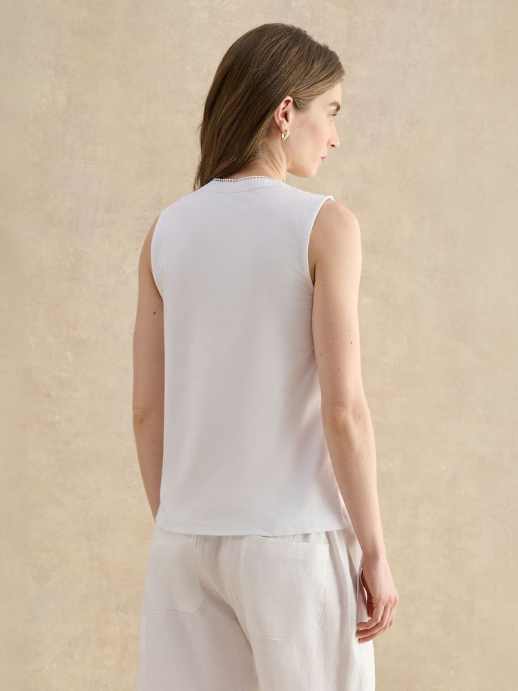 Hobbs White Millie Broderie Tank Top - Image 2 of 3