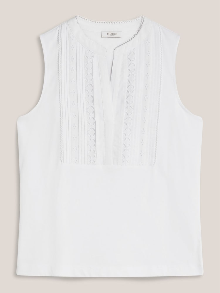 Hobbs White Millie Broderie Tank Top - Image 3 of 3