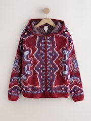 Red Bandana Print Knitted Zip Through Cardigan - Image 5 of 7